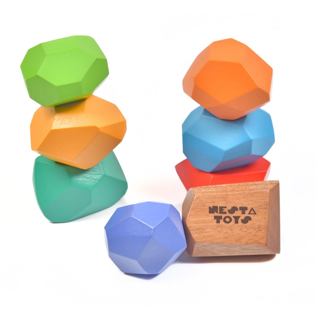 NESTA TOYS Wooden Pounding Bench Toy with Mallet | 8 Colourful Pegs - Flip, Pound & Repeat | Musical Toy - Sound on Every Hit | Builds Hand-Eye Coordination & Cause-Effect Learning | Ages 1-3 Years