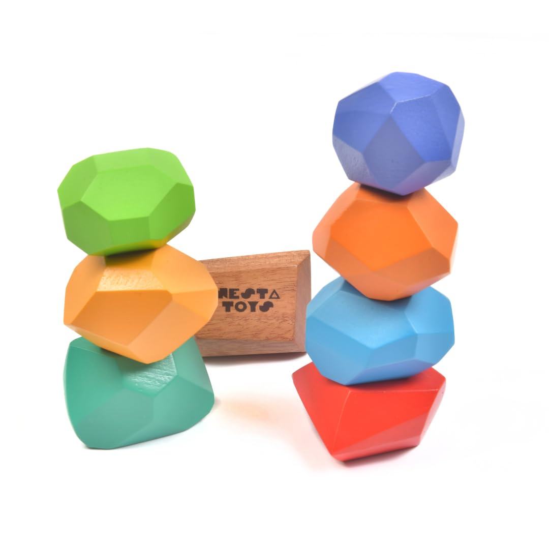 NESTA TOYS Wooden Pounding Bench Toy with Mallet | 8 Colourful Pegs - Flip, Pound & Repeat | Musical Toy - Sound on Every Hit | Builds Hand-Eye Coordination & Cause-Effect Learning | Ages 1-3 Years