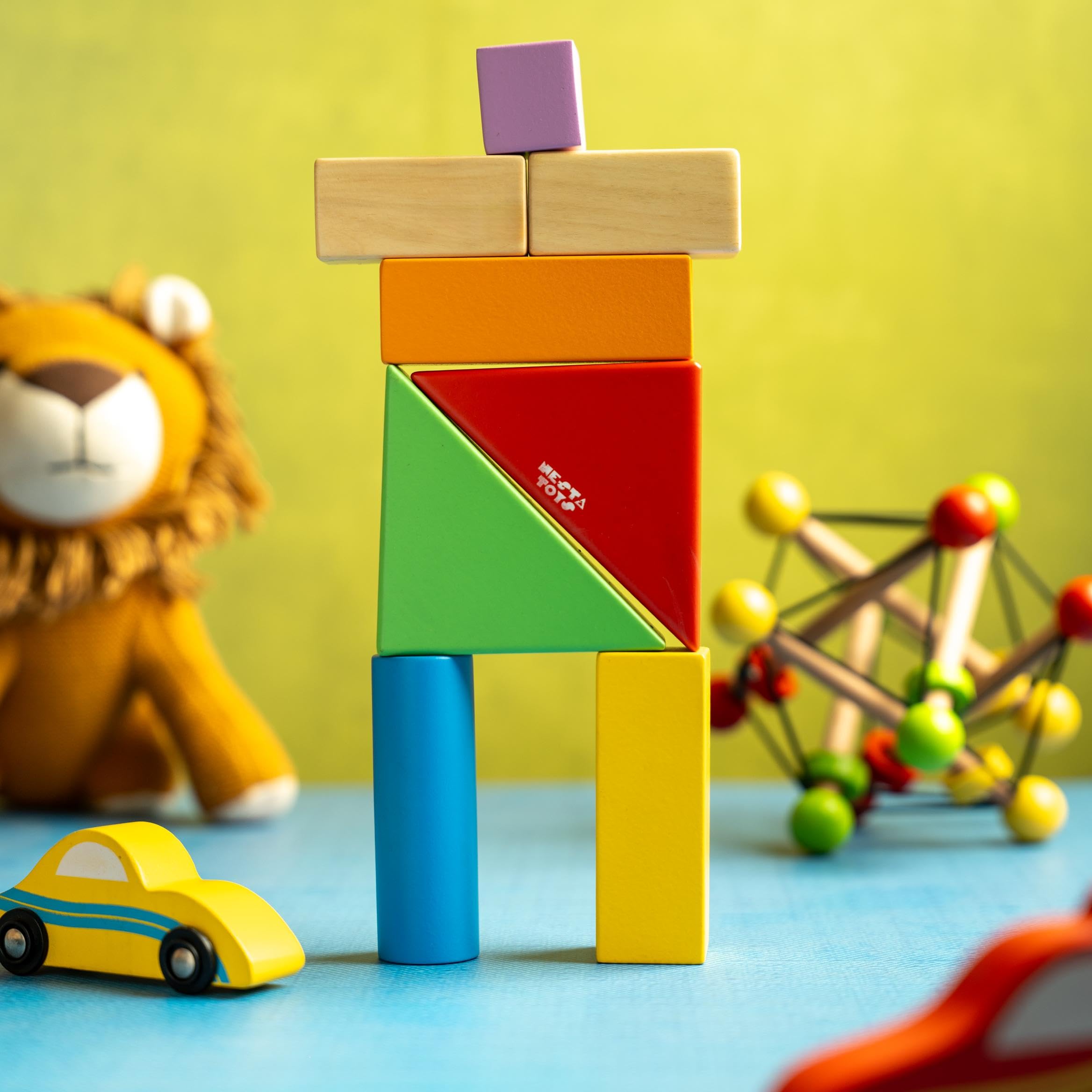 NESTA TOYS Wooden Pounding Bench Toy with Mallet | 8 Colourful Pegs - Flip, Pound & Repeat | Musical Toy - Sound on Every Hit | Builds Hand-Eye Coordination & Cause-Effect Learning | Ages 1-3 Years