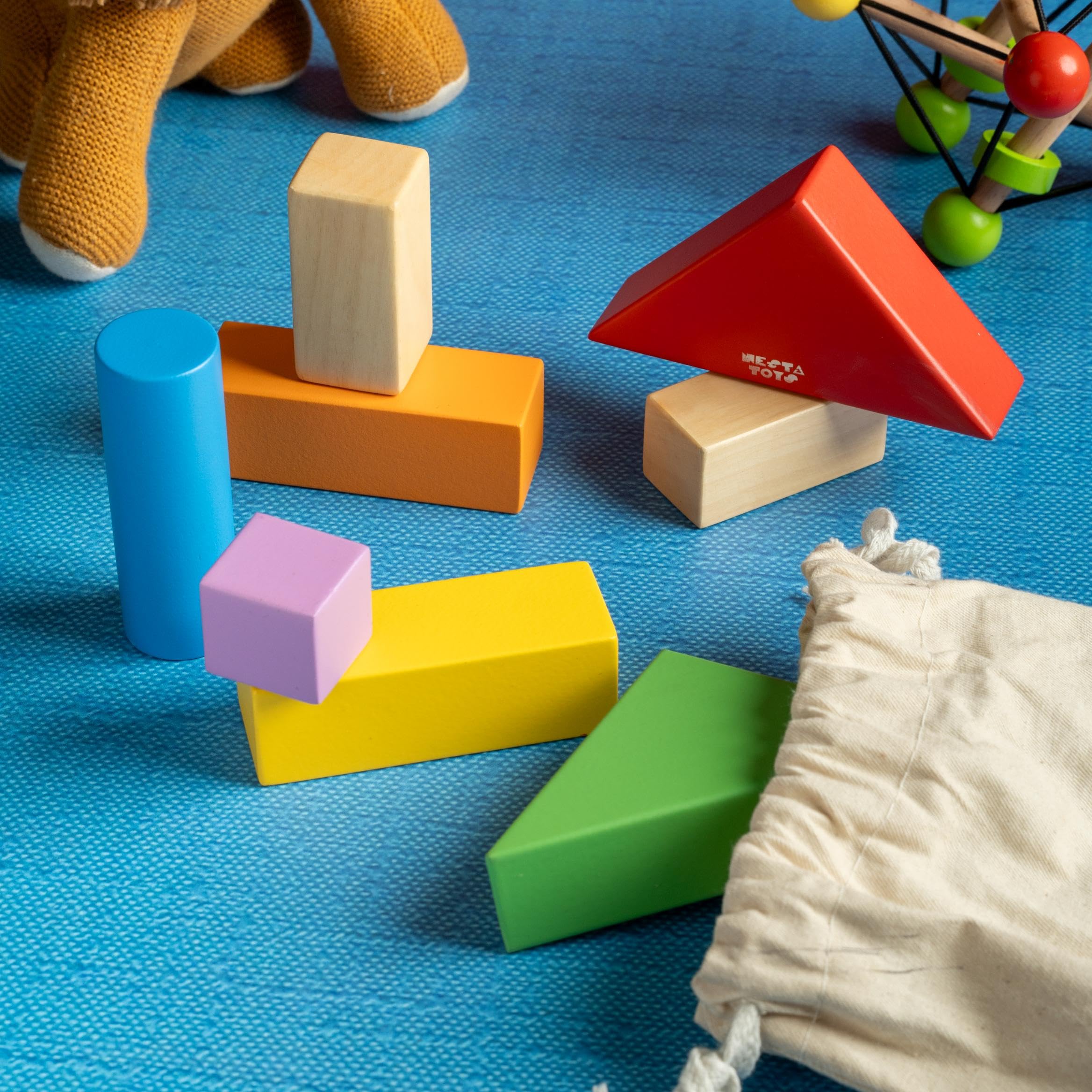 NESTA TOYS Wooden Pounding Bench Toy with Mallet | 8 Colourful Pegs - Flip, Pound & Repeat | Musical Toy - Sound on Every Hit | Builds Hand-Eye Coordination & Cause-Effect Learning | Ages 1-3 Years