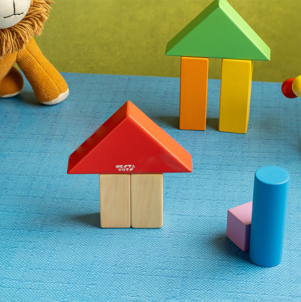 NESTA TOYS Wooden Pounding Bench Toy with Mallet | 8 Colourful Pegs - Flip, Pound & Repeat | Musical Toy - Sound on Every Hit | Builds Hand-Eye Coordination & Cause-Effect Learning | Ages 1-3 Years